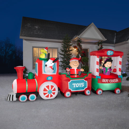 Christmas Inflatable Peanuts Train Scene, 7.5 ft Tall lifestyle