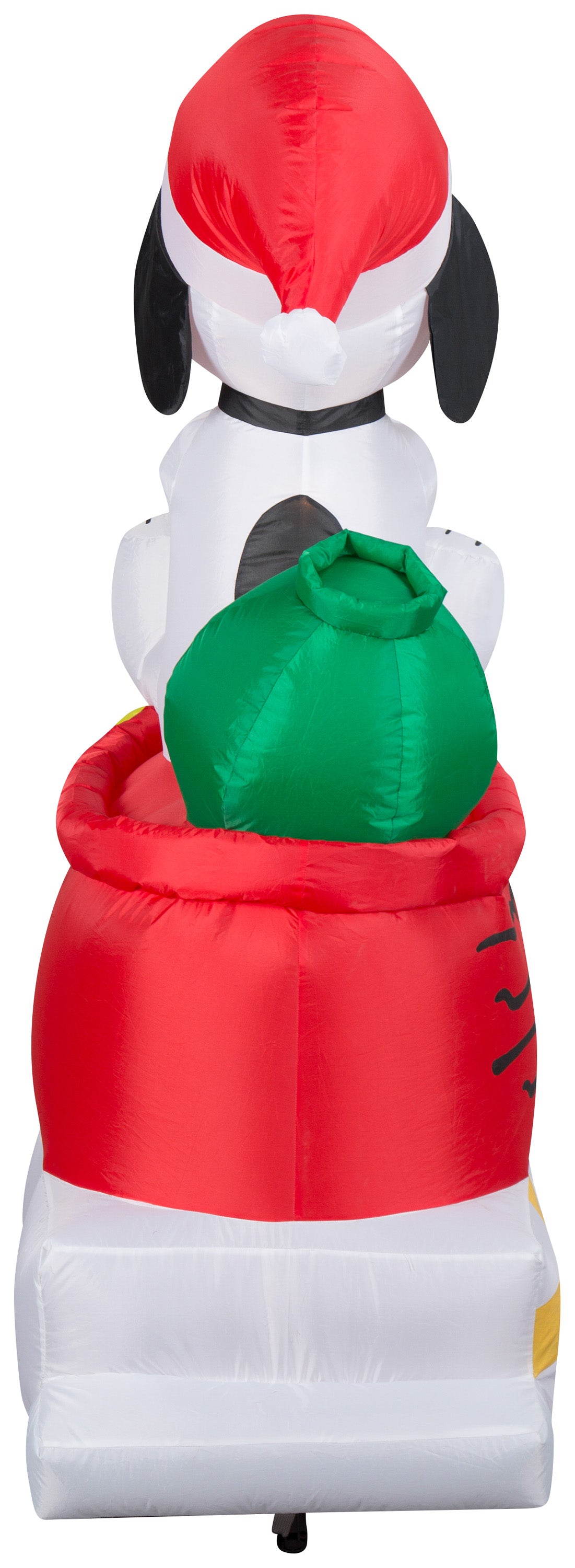 Gemmy Christmas Airblown Inflatable Snoopy in Dog Bowl Sleigh w/Woodstocks Scene Peanuts, 5 ft Tall