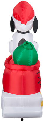 Load image into Gallery viewer, Gemmy Christmas Airblown Inflatable Snoopy in Dog Bowl Sleigh w/Woodstocks Scene Peanuts, 5 ft Tall

