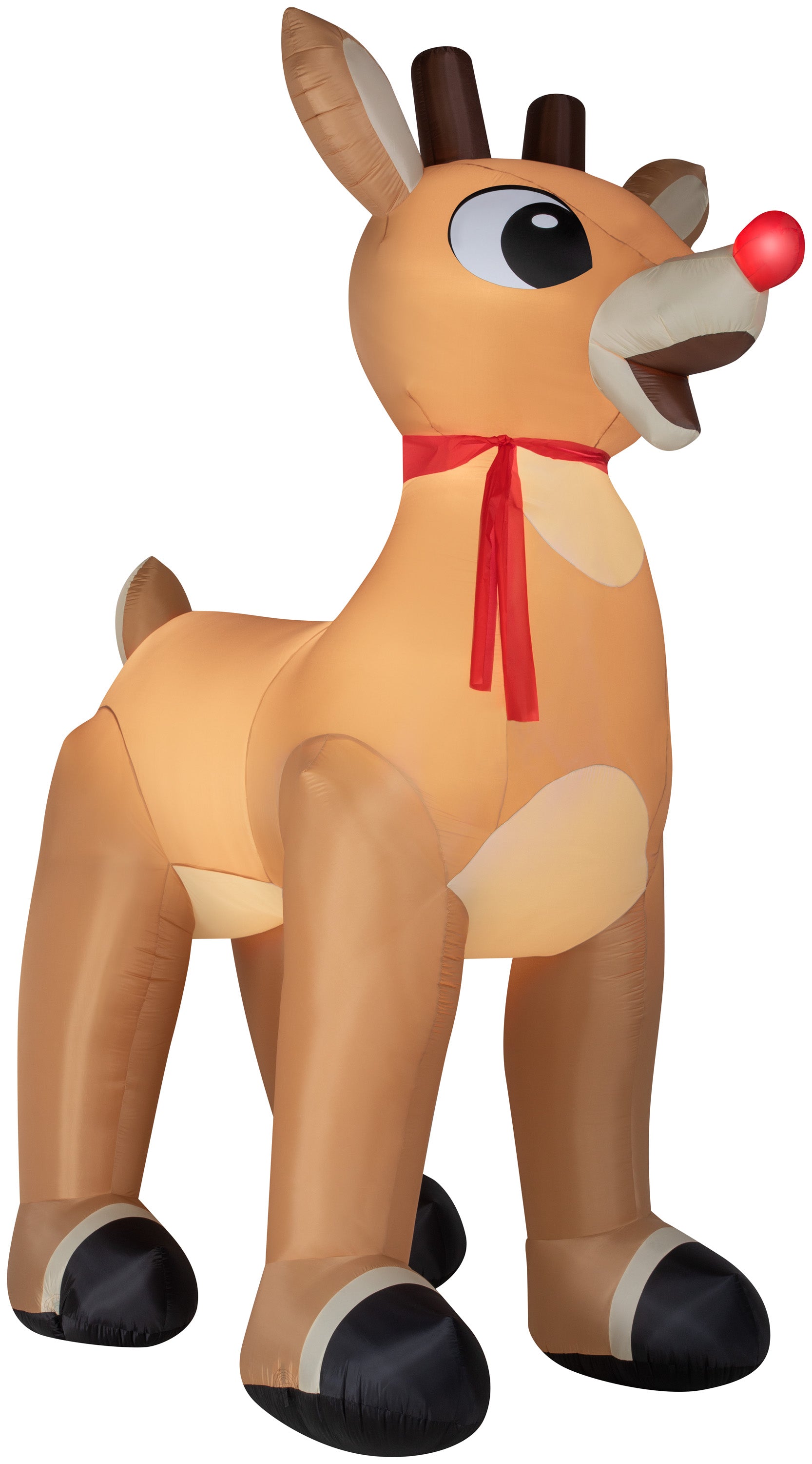 Gemmy Christmas Airblown Inflatable Standing Rudolph w/Scarf Colossal Rudolph,  Tall, Brown