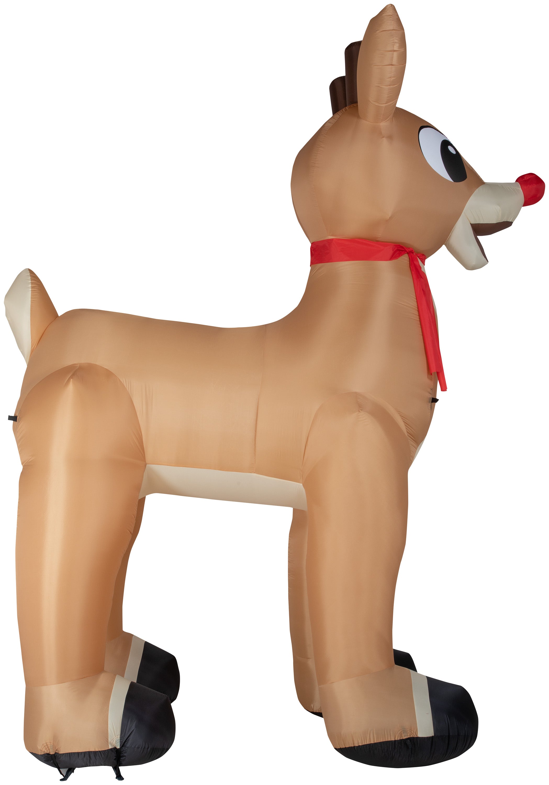 Gemmy Christmas Airblown Inflatable Standing Rudolph w/Scarf Colossal Rudolph,  Tall, Brown