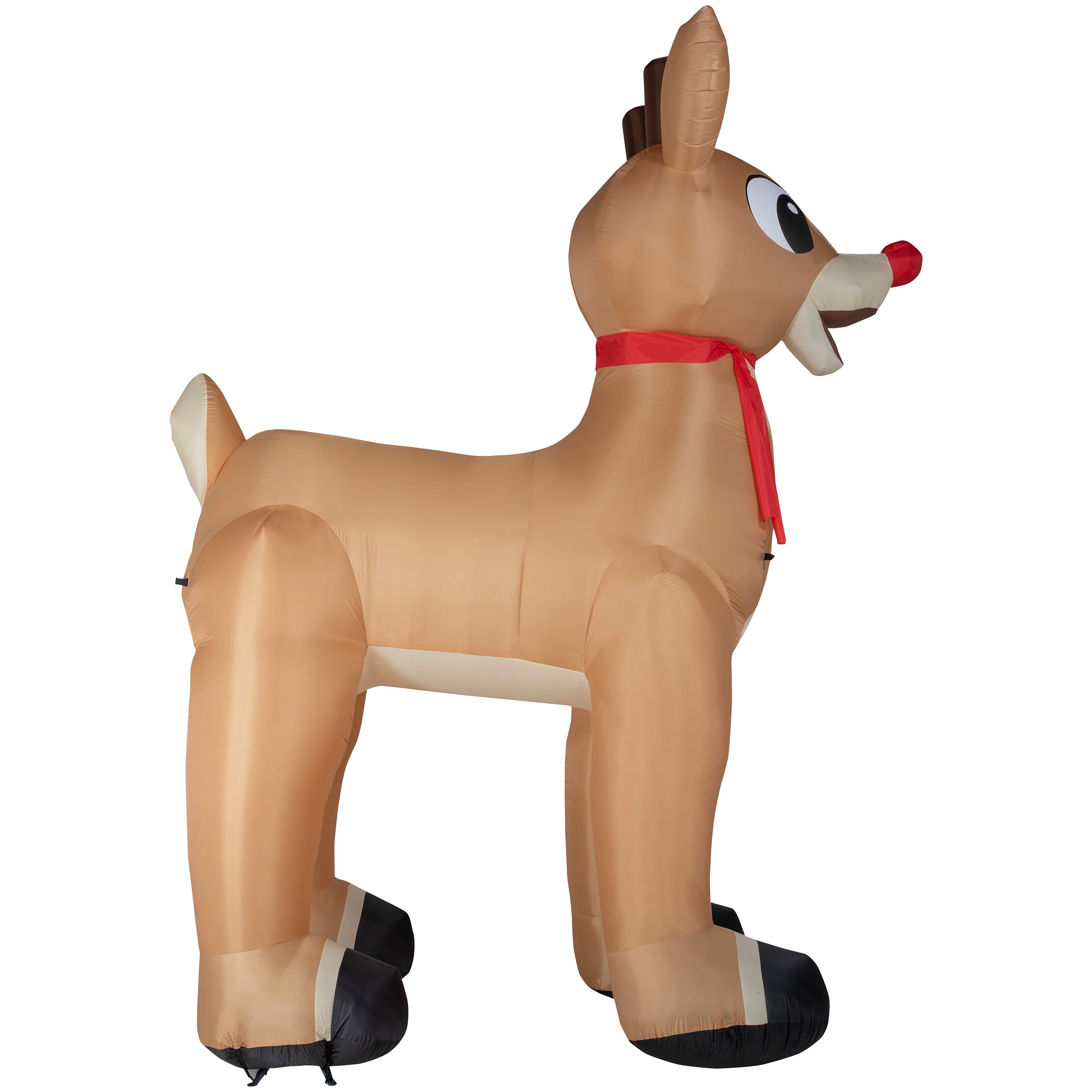 Gemmy Christmas Airblown Inflatable Standing Rudolph w/Scarf Colossal Rudolph,  Tall, Brown