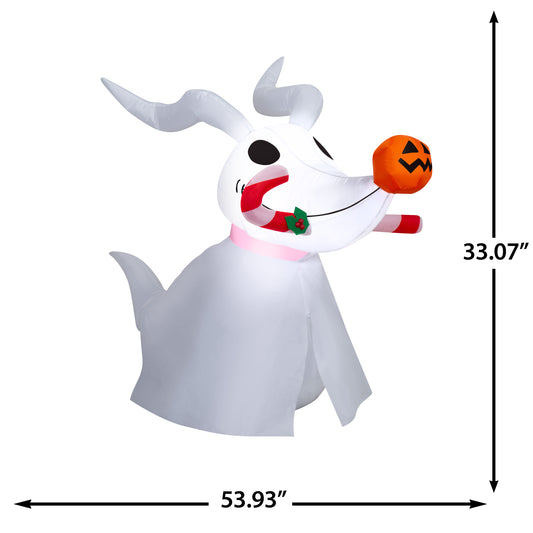 Gemmy Airblown Disney Stylized Zero with Candy Cane Christmas Inflatable, 3-Ft, LED Yard Decor
