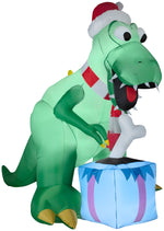 Load image into Gallery viewer, Gemmy Christmas Airblown Inflatable T Rex, 7.5 ft Tall, green
