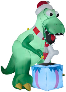 Gemmy Christmas Airblown Inflatable T Rex, 7.5 ft Tall, green