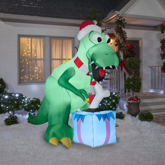 Christmas Inflatable T Rex, 7.5 ft Tall, green lifestyle