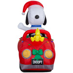 Load image into Gallery viewer, Gemmy Airblown Inflatable Snoopy and Woodstock in Car w/ Christmas Lights Scene Peanuts  , 6 ft Tall
