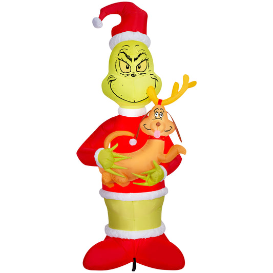 8-Ft Grinch Holding Max Giant Scene Christmas Inflatable