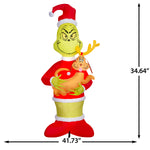 Load image into Gallery viewer, Gemmy Christmas Airblown Inflatable Grinch Holding Max Giant Scene Dr. Seuss , 8 ft Tall
