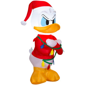 Gemmy Christmas Airblown Inflatable Donald Duck in Sweater w/Lights Disney , 3.5 ft Tall
