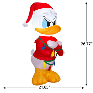 Gemmy Christmas Airblown Inflatable Donald Duck in Sweater w/Lights Disney , 3.5 ft Tall