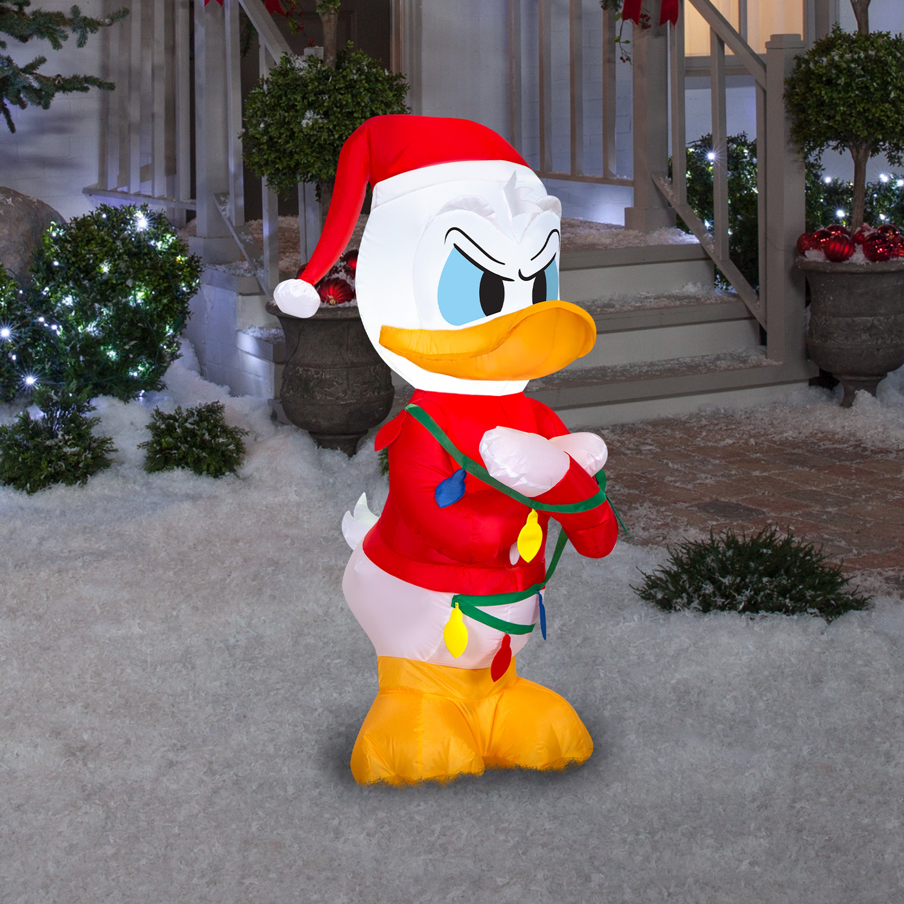 Gemmy Christmas Airblown Inflatable Donald Duck in Sweater w/Lights Disney , 3.5 ft Tall