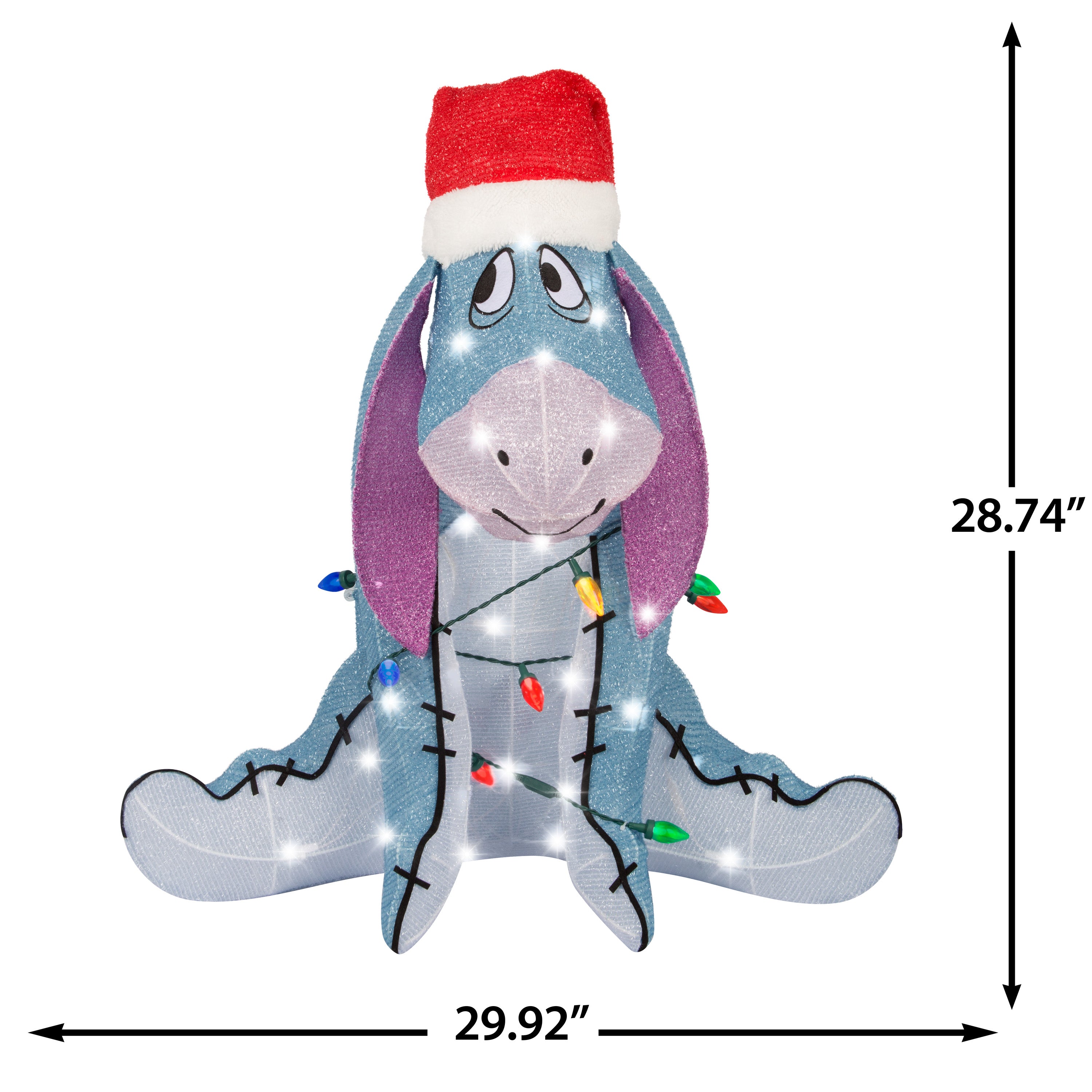 Gemmy 3D Holiday Lighted Tinsel Sculpture Eeyore 28" Disney, Multicolored