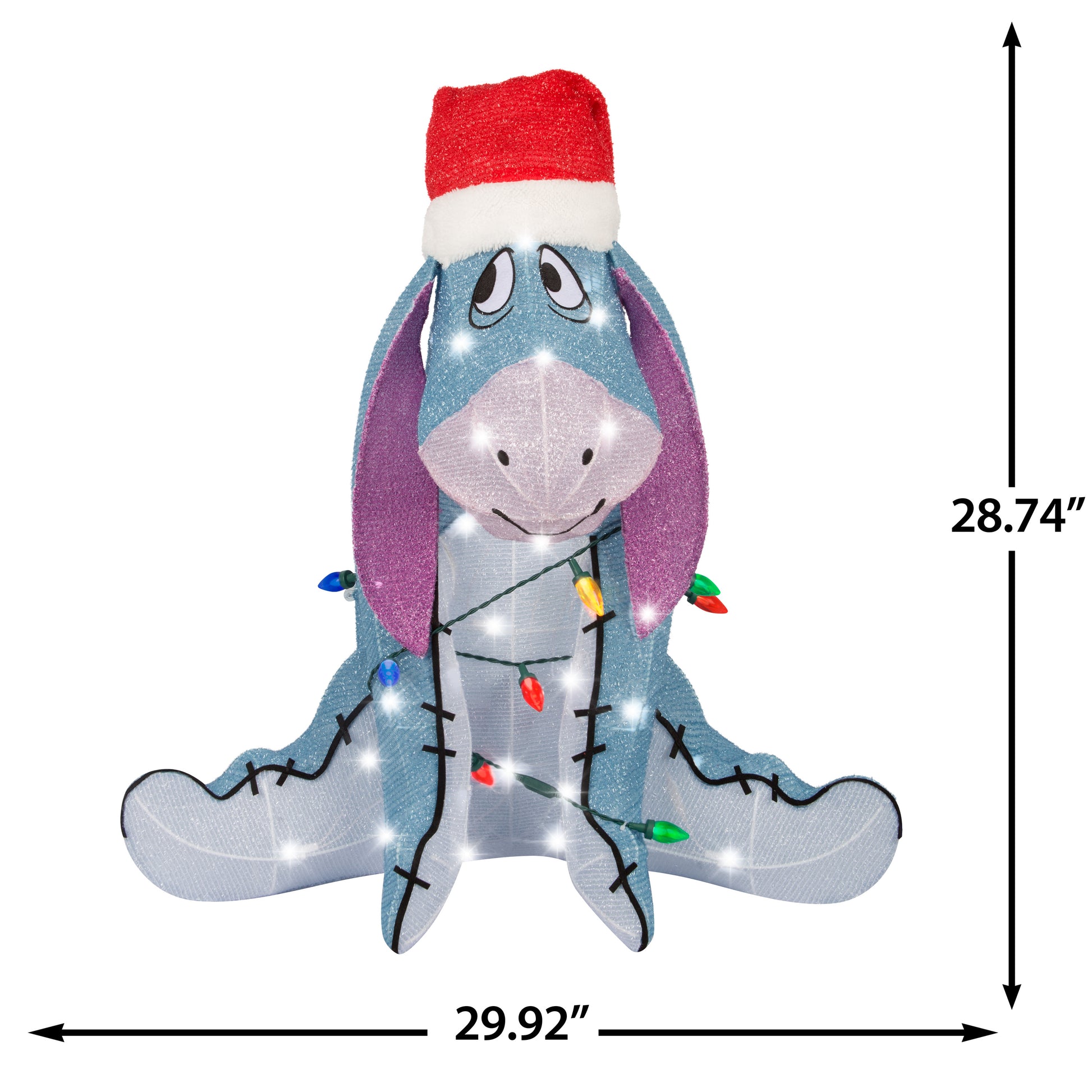 3D Holiday Lighted Tinsel Sculpture Eeyore 28" Disney dimensions