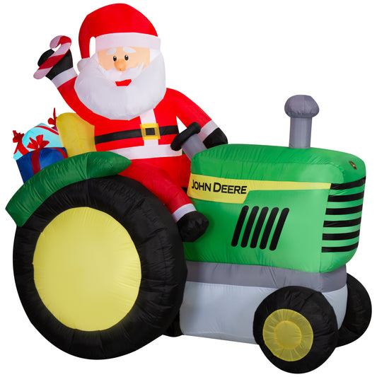 5.5-Ft John Deere Tractor with Santa Scene Christmas Inflatable