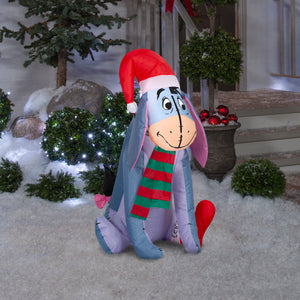 Gemmy Christmas Inflatable Eeyore in Santa Hat, 3.5 ft Tall, Multi