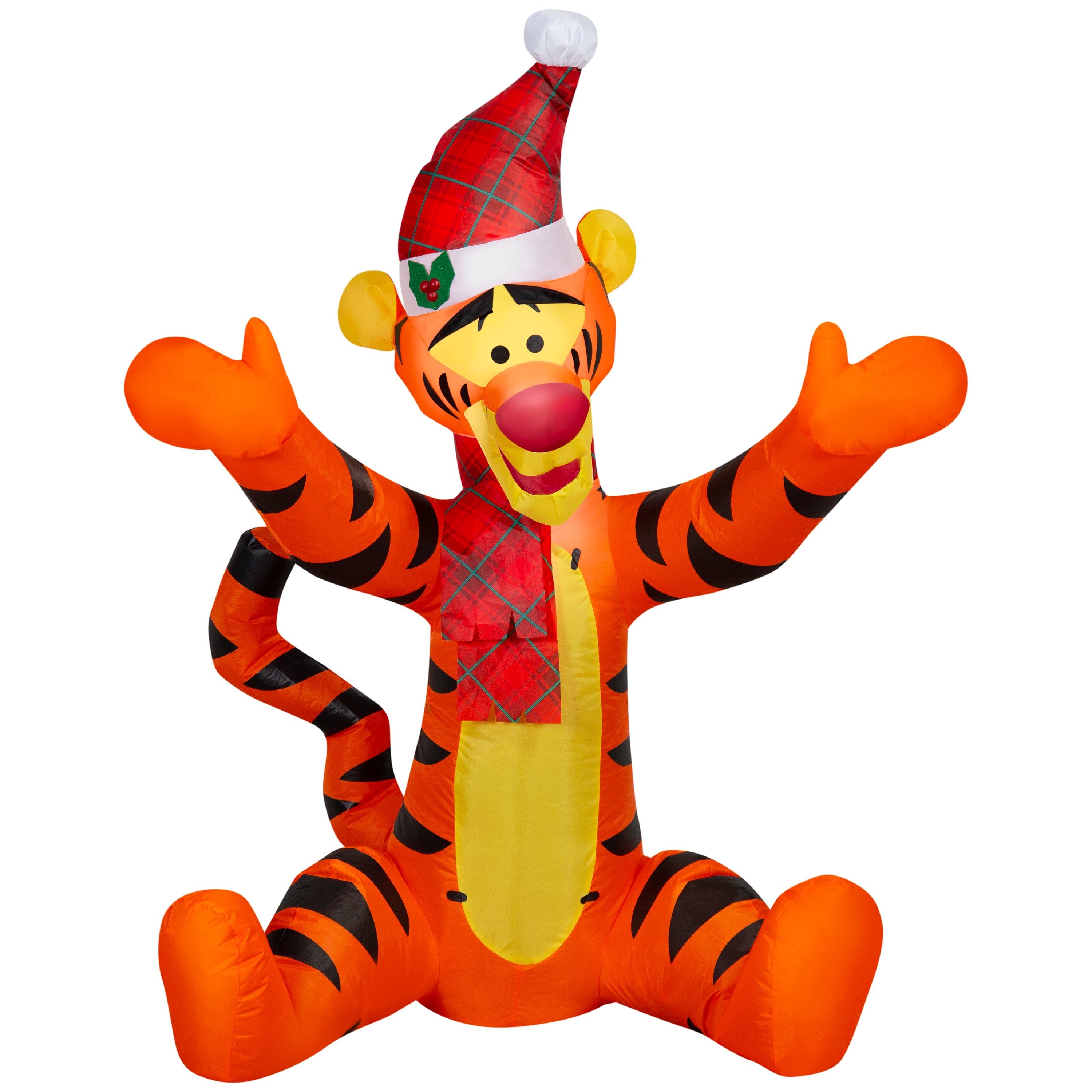 Gemmy Christmas Inflatable Tigger in Santa Hat, 3.5 ft Tall, Multi