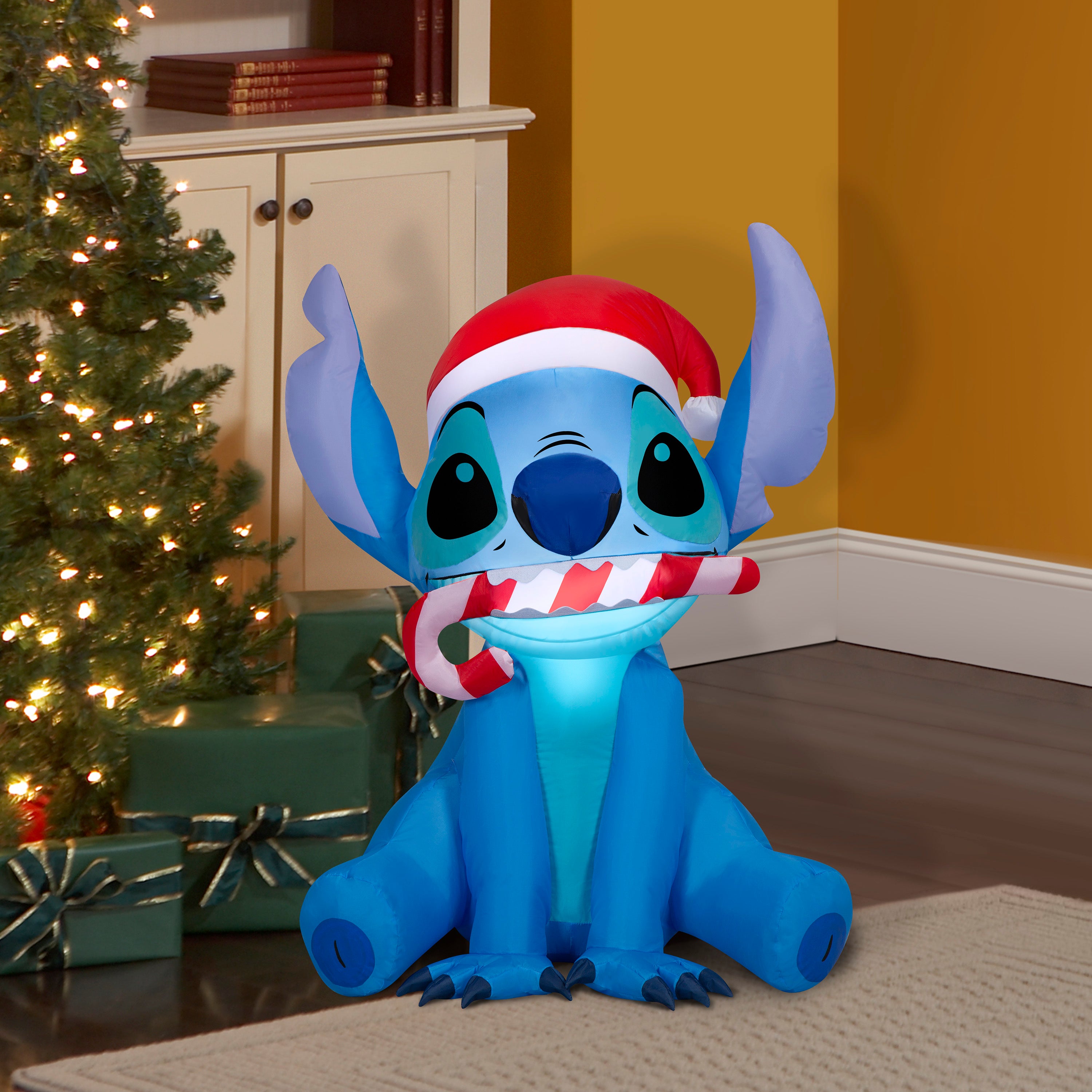 Gemmy Christmas Inflatable Stitch in Santa Hat, 3 ft Tall, Multi