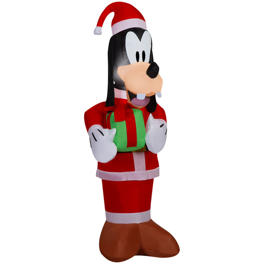 Christmas Inflatable Goofy in Santa Suit, 4 ft Tall