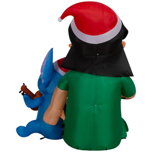 Gemmy Christmas Inflatable Lilo and Stitch in Santa Hats, 4 ft Tall, Multi