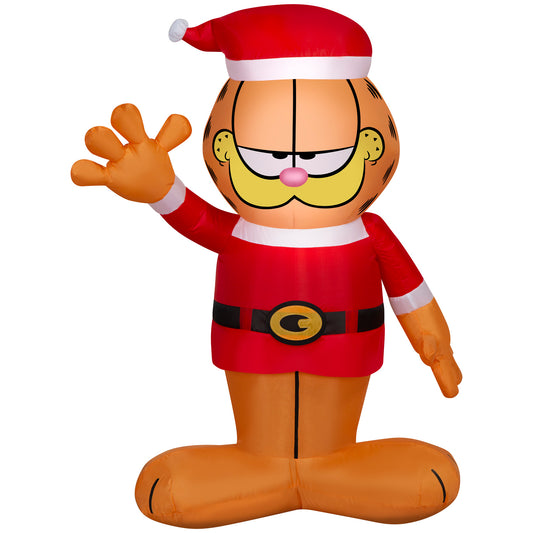 Christmas Inflatable Garfield in Santa Suit, 3.5 ft Tall