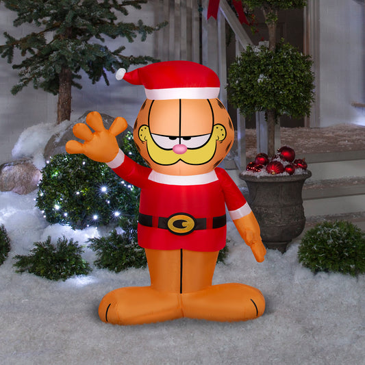 Christmas Inflatable Garfield in Santa Suit, 3.5 ft Tall lifestyle