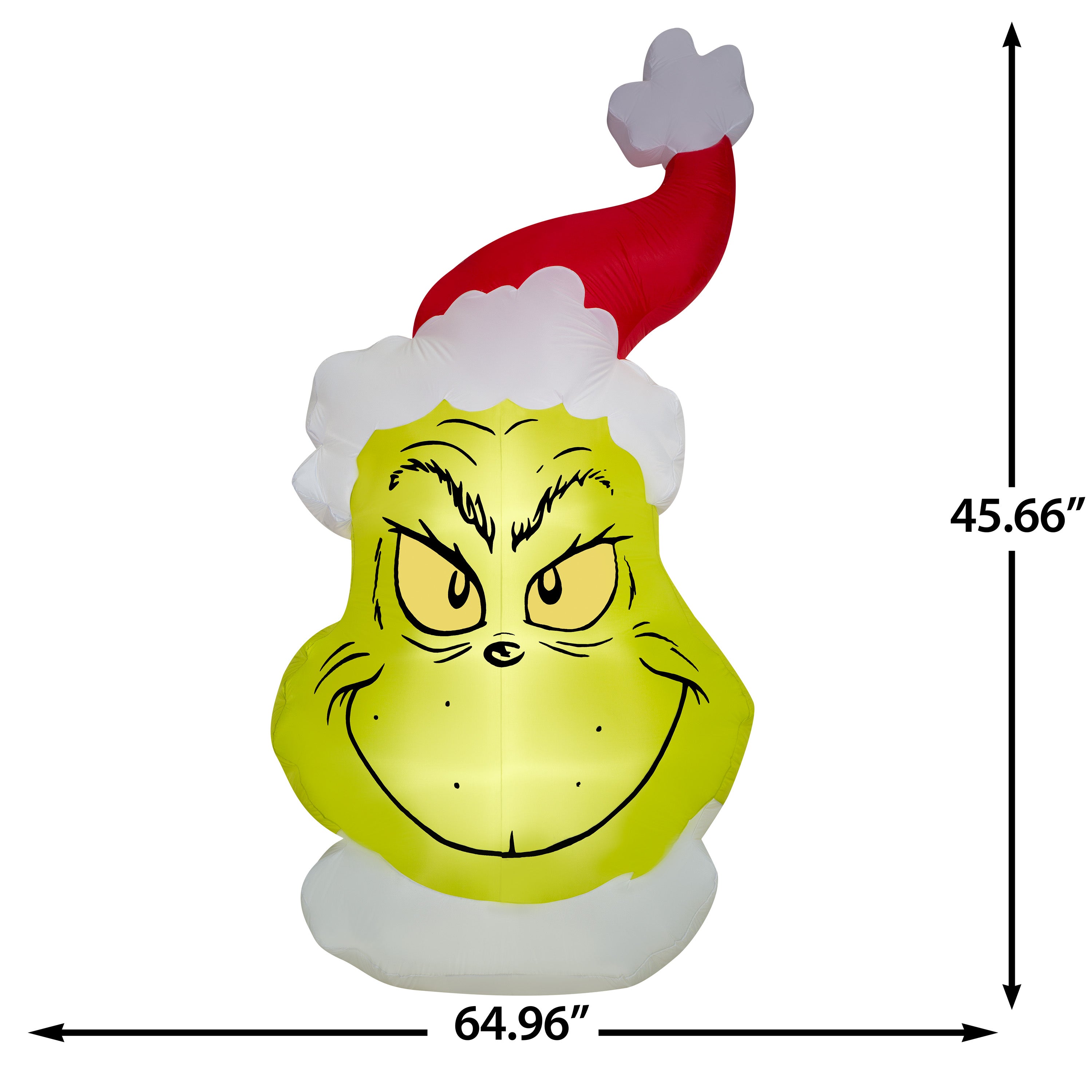 Gemmy Christmas Airblown Inflatable Flat Grinch Head Giant Dr. Seuss, 10.5 ft Tall, Multicolored