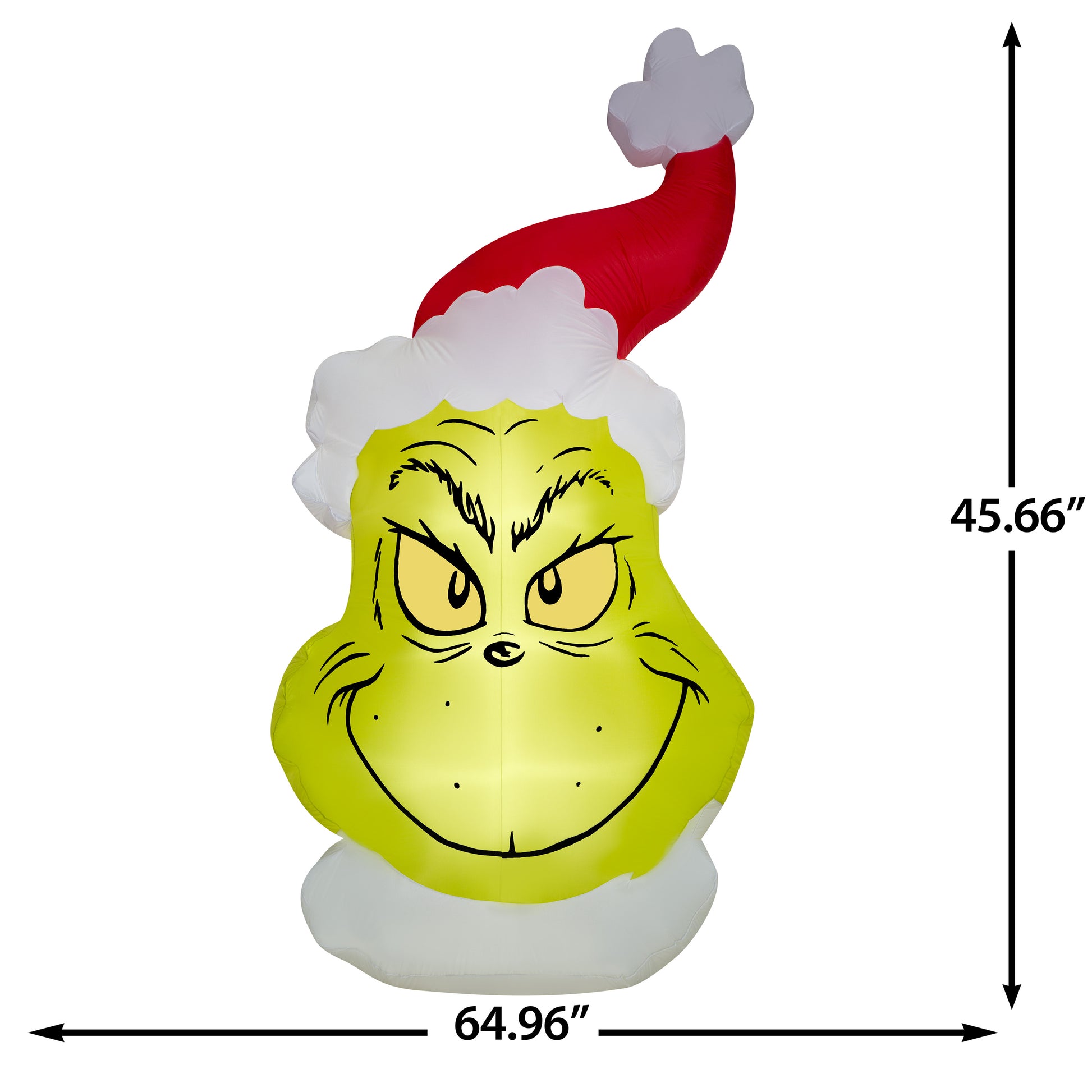 10.5-Ft Flat Grinch Head Giant Christmas Inflatable dimensions