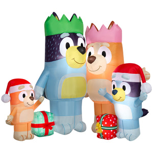 Gemmy Christmas Inflatable Bluey and Family Scene, 6 ft Tall, Multi