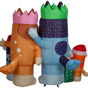 Gemmy Christmas Inflatable Bluey and Family Scene, 6 ft Tall, Multi