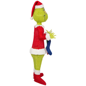 Gemmy 3D Holiday Lighted Tinsel Sculpture The Grinch w/Stockings 4ft Dr. Seuss , Multicolored