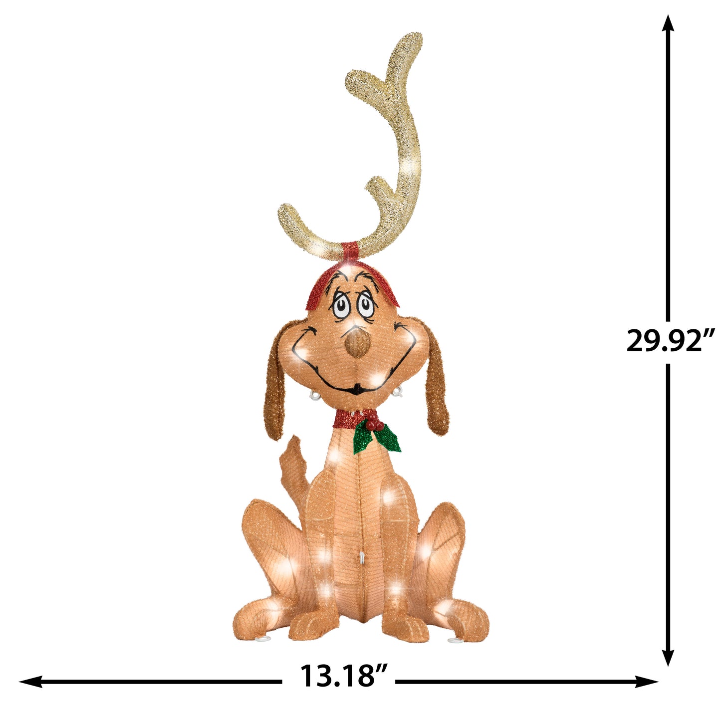 Max Tinsel Yard Sculpture, 30-Inch, Pre-Lit LED Christmas Décor dimensions