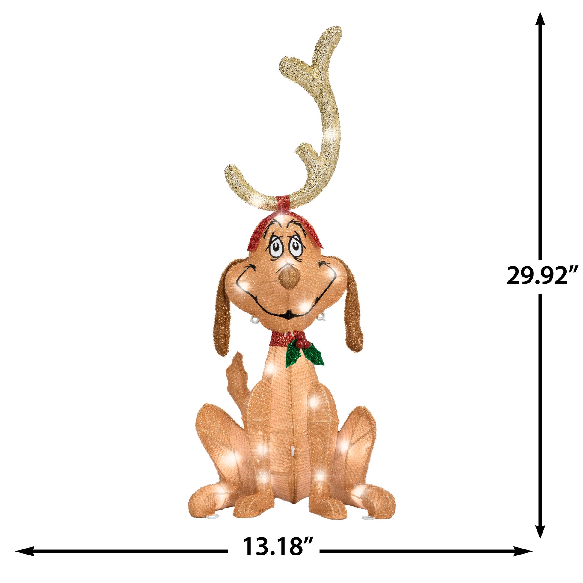 Max Tinsel Yard Sculpture, 30-Inch, Pre-Lit LED Christmas Décor dimensions