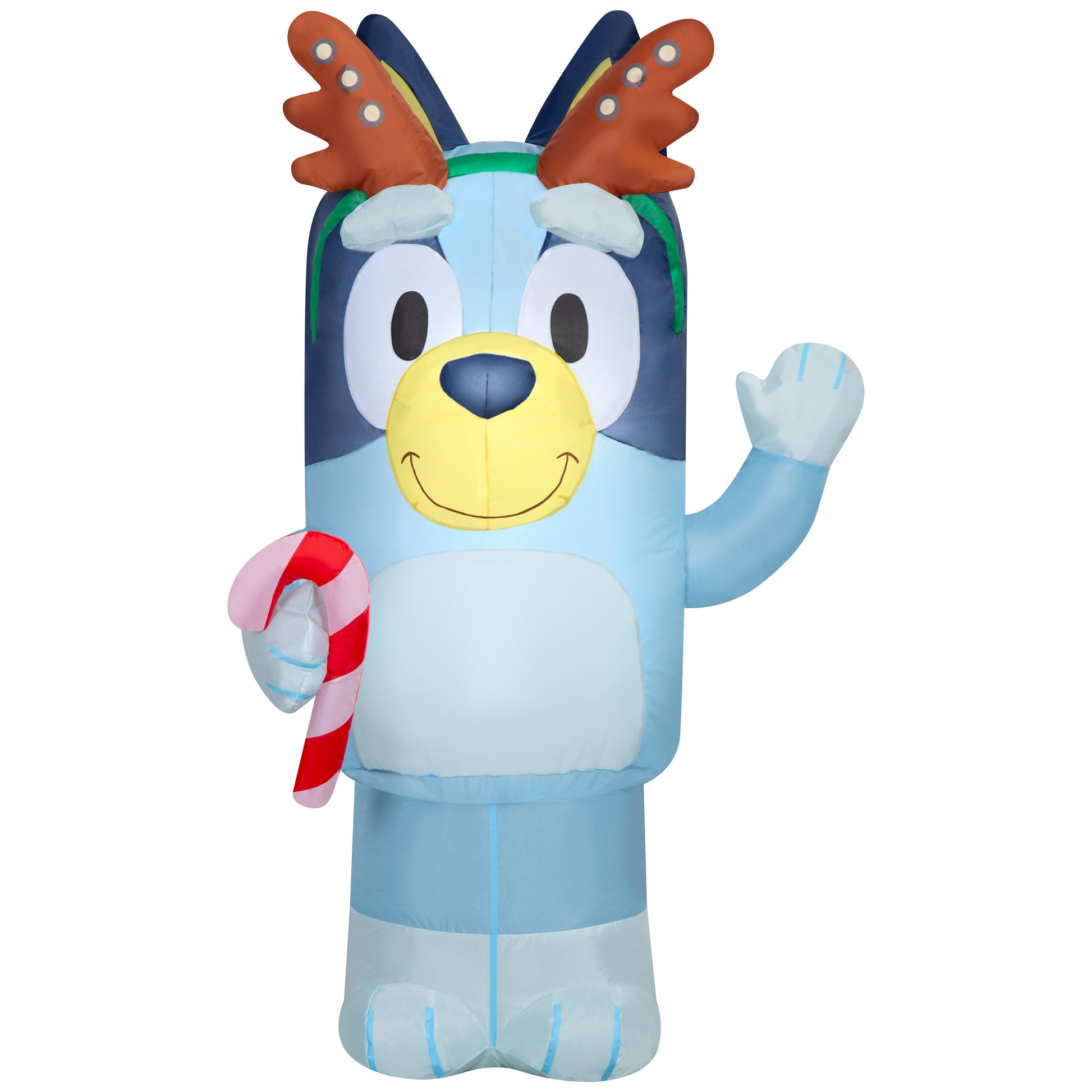 3.5-Ft Bluey with Antlers Holding Candy Cane Christmas Inflatable