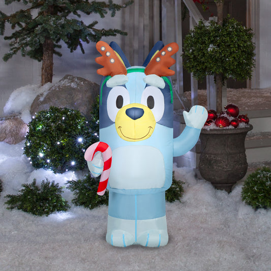 3.5-Ft Bluey with Antlers Holding Candy Cane Christmas Inflatable lifestyle
