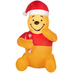 Load image into Gallery viewer, Gemmy Airblown Disney Winnie the Pooh in Santa Hat with Candy Cane Christmas Inflatable, 3.5-Ft, LED Yard Decor
