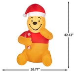 Load image into Gallery viewer, Gemmy Airblown Disney Winnie the Pooh in Santa Hat with Candy Cane Christmas Inflatable, 3.5-Ft, LED Yard Decor
