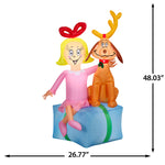 Load image into Gallery viewer, Gemmy Airblown Dr. Seuss Cindy Lou Who and Max Present Scene Christmas Inflatable, 4-Ft, Animated LED Yard Decor
