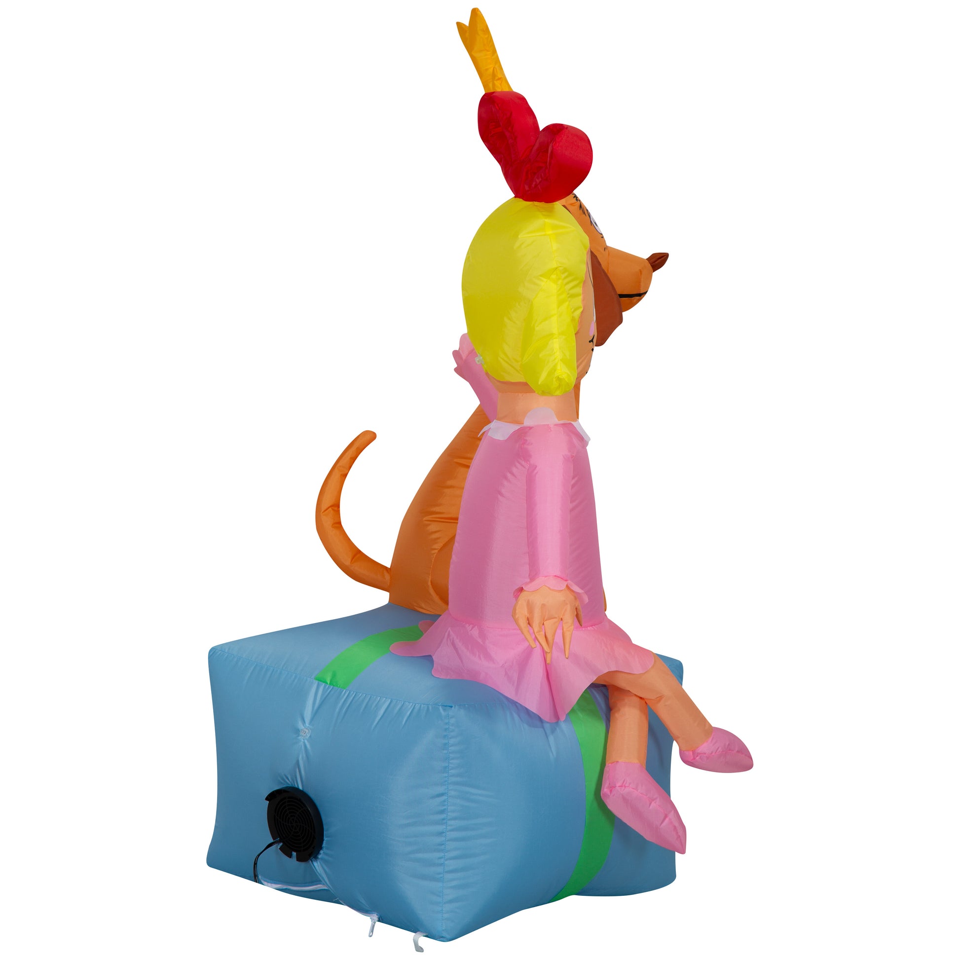 4-Ft Dr. Seuss Cindy Lou Who and Max Present Scene Christmas Inflatable image 4