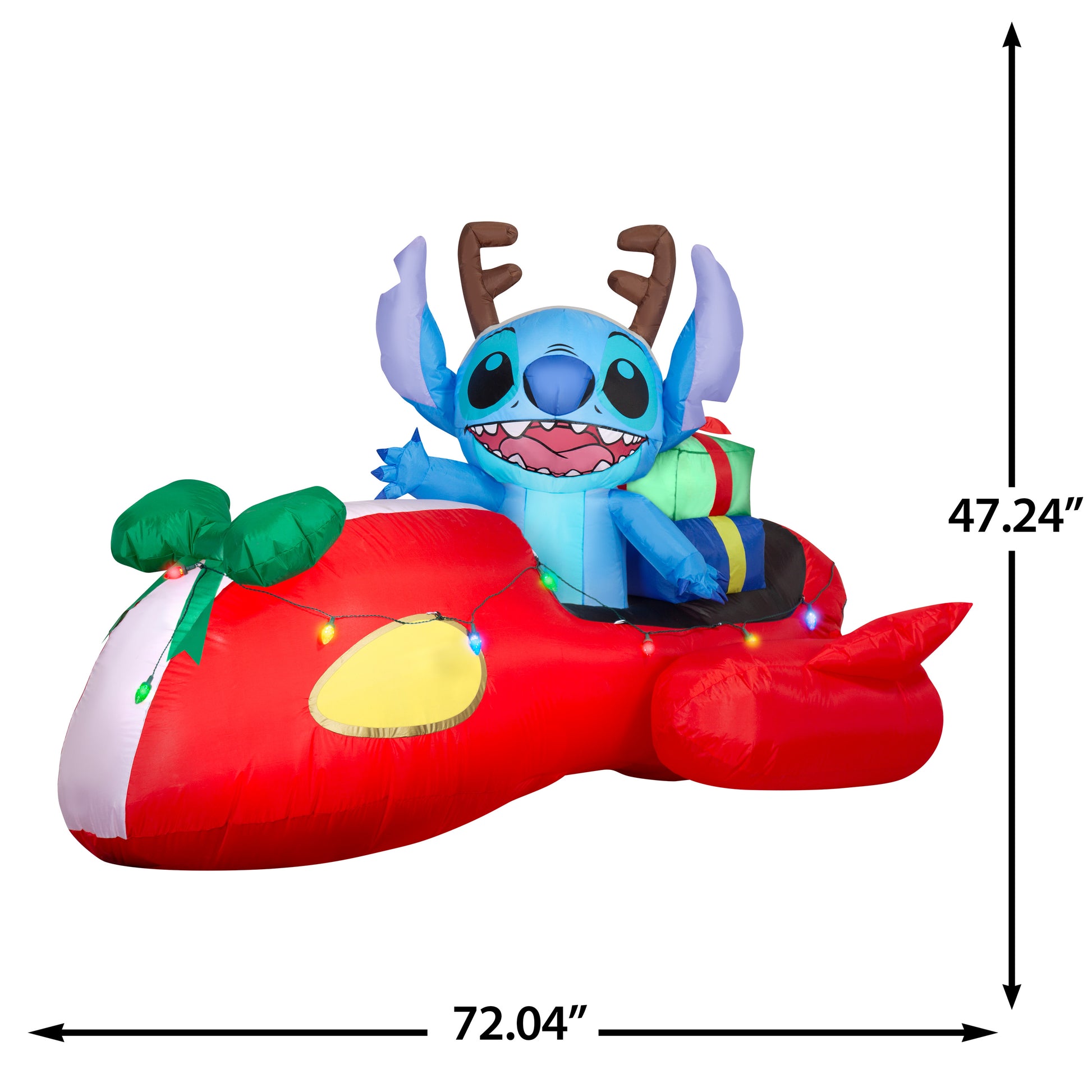 4-Ft Disney Stitch in Red Speeder Car with Light String Christmas Inflatable dimensions