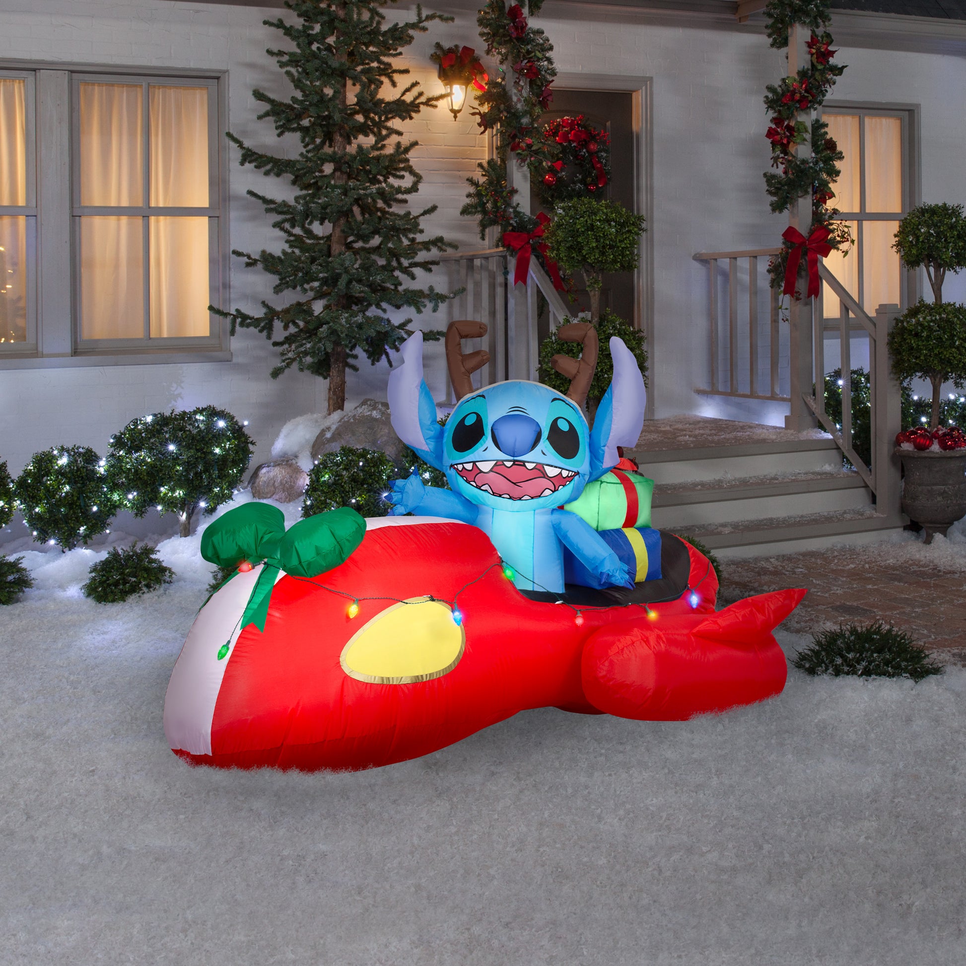 4-Ft Disney Stitch in Red Speeder Car with Light String Christmas Inflatable lifestyle