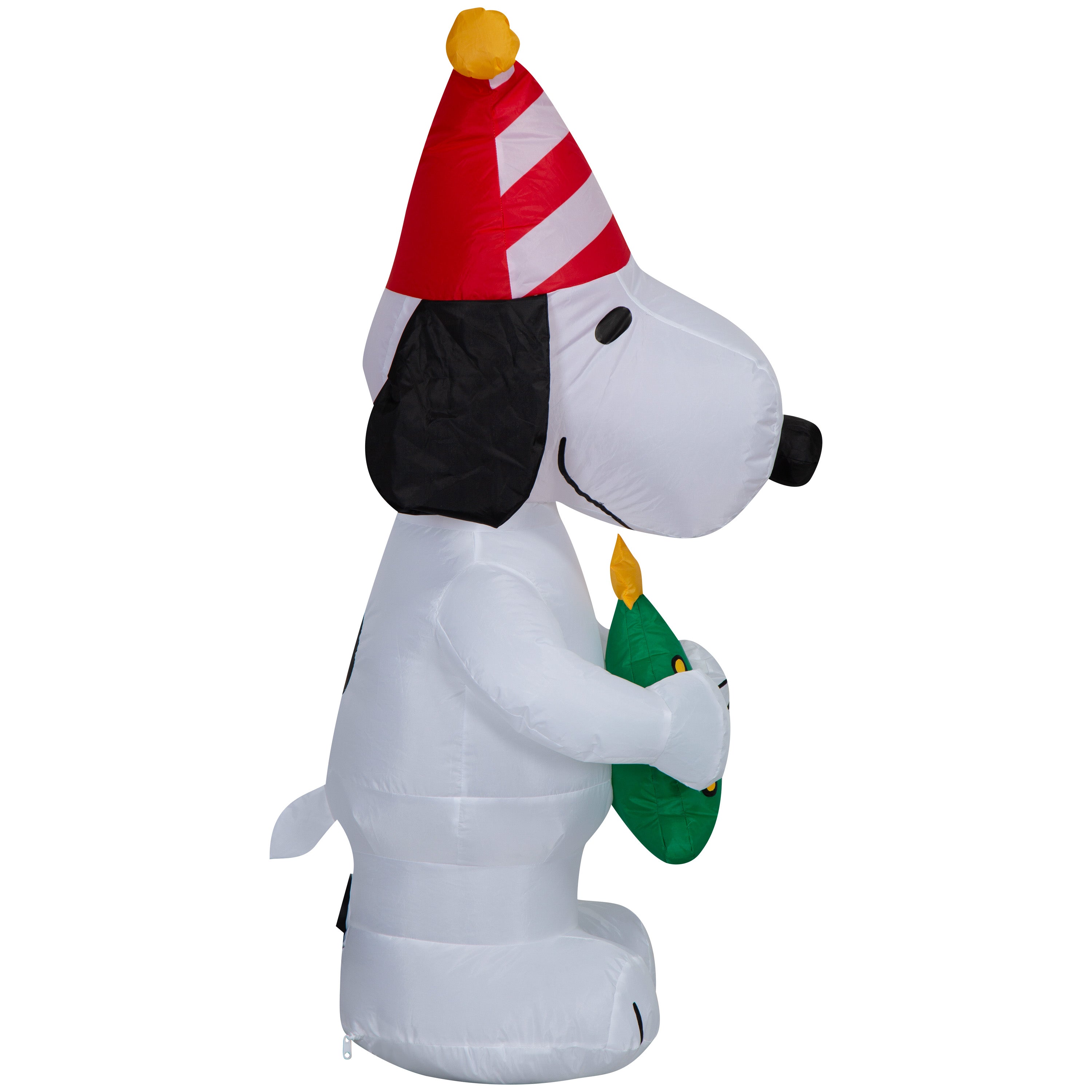 Gemmy Airblown Inflatable Snoopy w/ Stylized Christmas Tree and Red/White Striped Hat Peanuts , 3.5 ft Tall