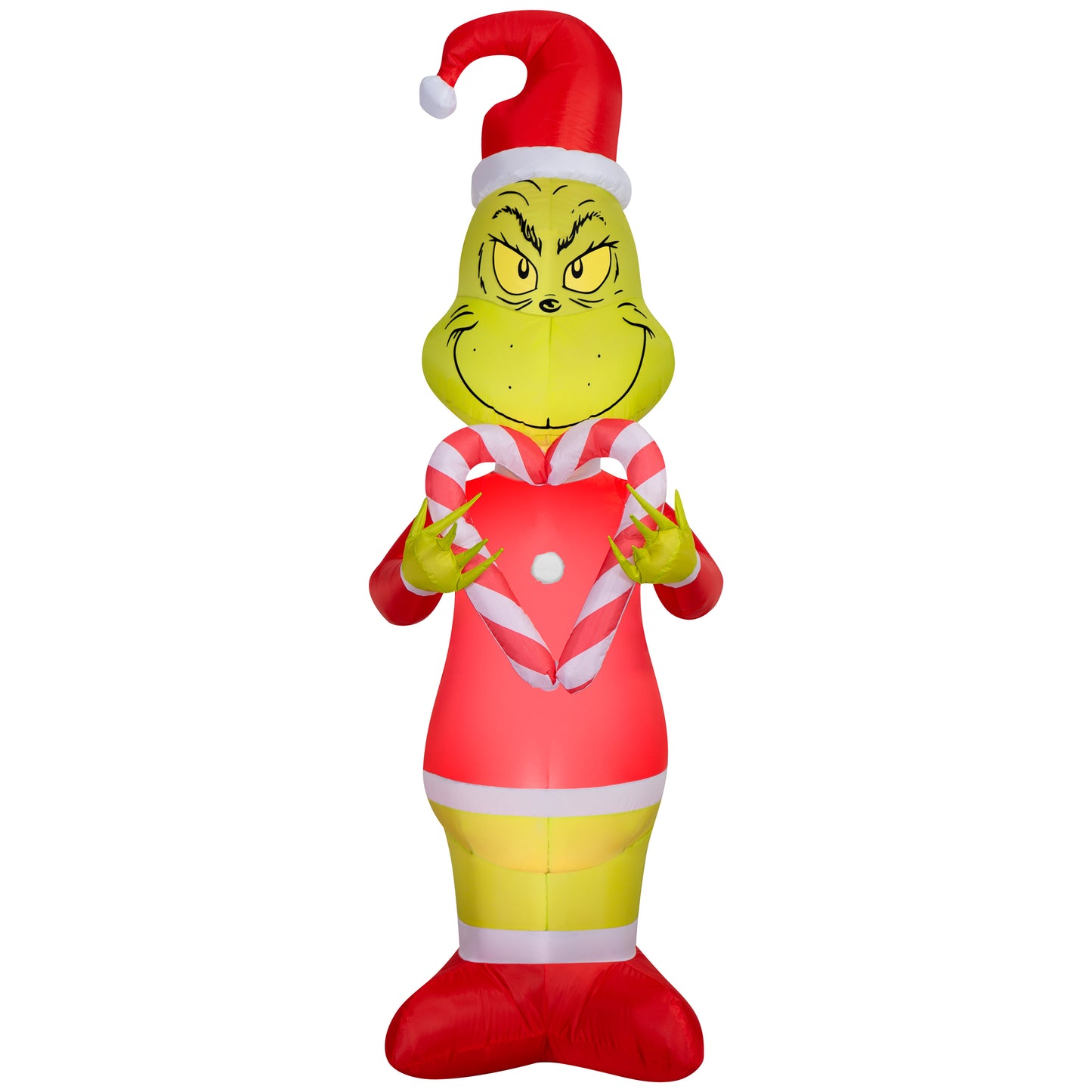 6.5-Ft Grinch Holding Candy Cane Hearts Christmas Inflatable