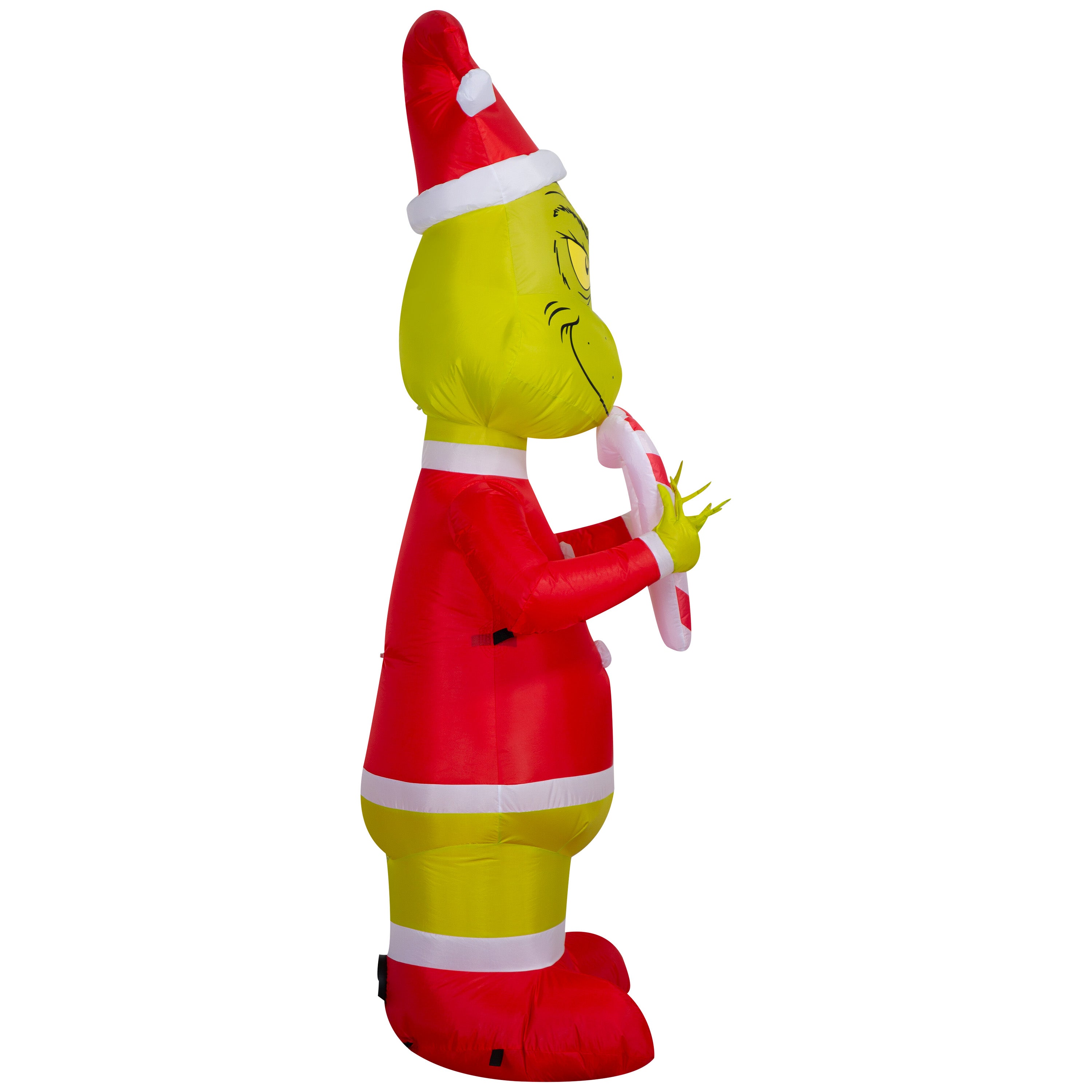 Gemmy Christmas Airblown Inflatable Grinch Holding Candy Cane Hearts S LG Dr. Seuss, 6.5 ft Tall