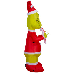 Gemmy Christmas Airblown Inflatable Grinch Holding Candy Cane Hearts S LG Dr. Seuss, 6.5 ft Tall