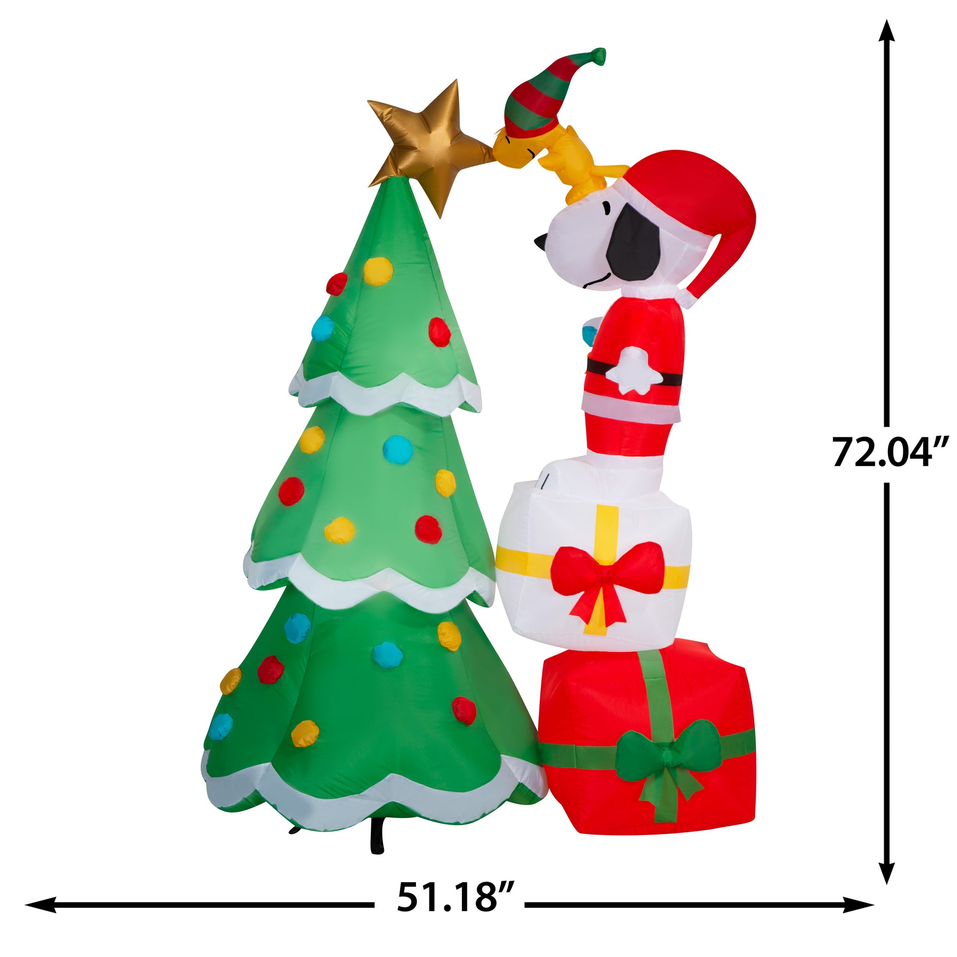 6-Ft Peanuts Snoopy with Woodstock Decorating Tree Christmas Inflatable dimensions