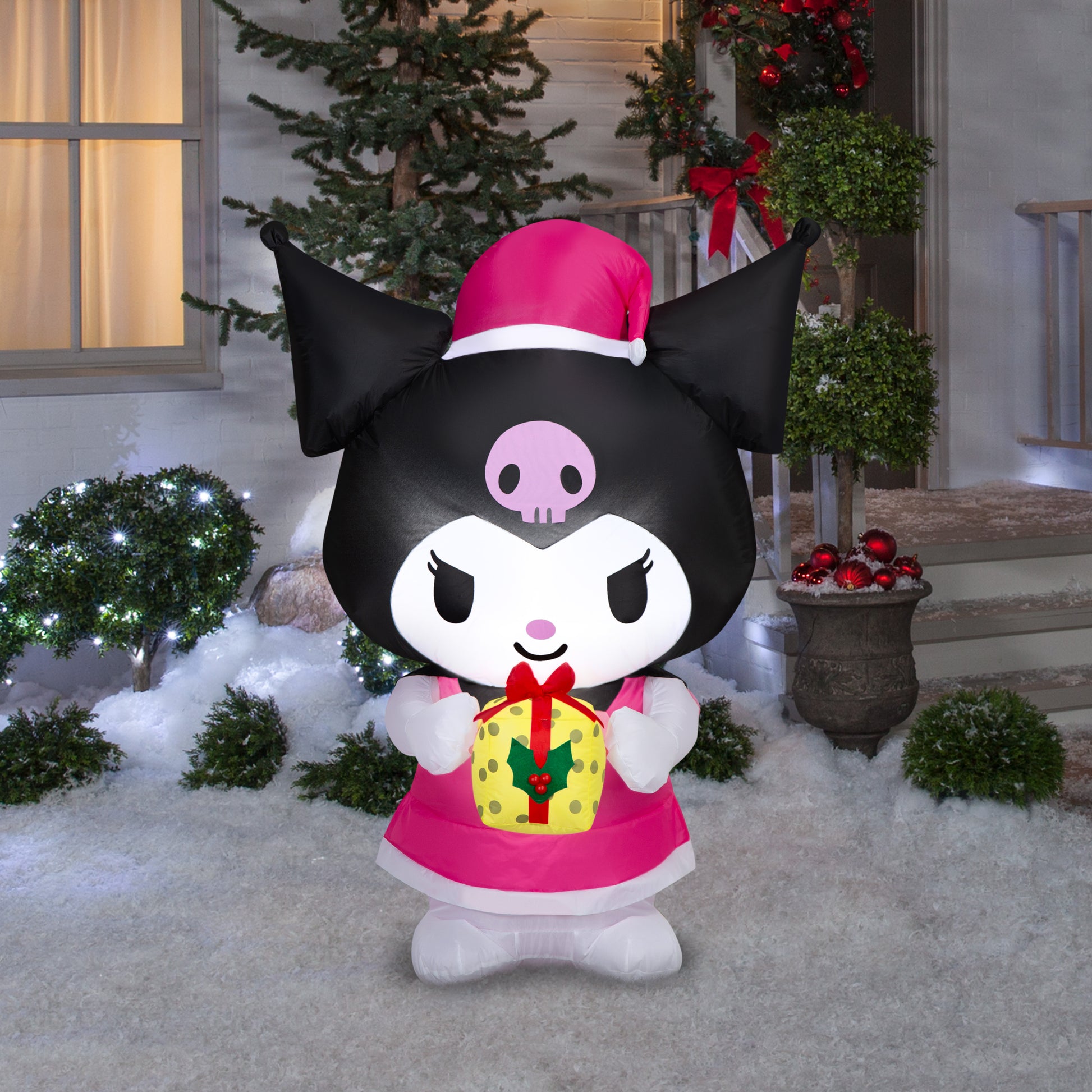 4.5-Ft Sanrio Kuromi with Yellow Present Christmas Inflatable lifestyle