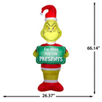 Load image into Gallery viewer, Gemmy Airblown Dr. Seuss Grinch I'm Here for the Presents Christmas Inflatable, 5.5-Ft, LED Yard Decor

