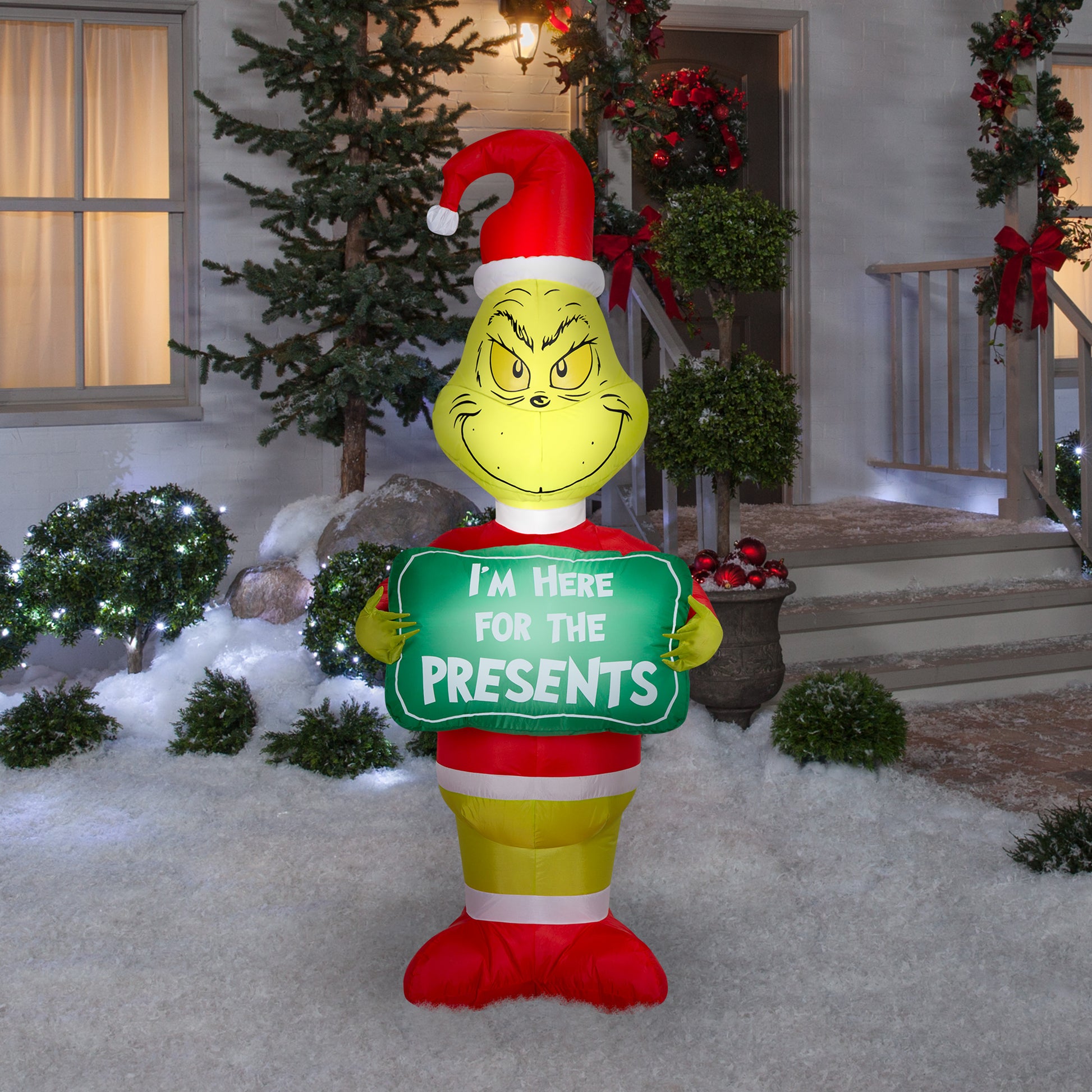 5.5-Ft Dr. Seuss Grinch I'm Here for the Presents Christmas Inflatable lifestyle