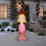 Load image into Gallery viewer, Gemmy Airblown Dr. Seuss Cindy Lou Who with Peppermint Christmas Inflatable, 5-Ft, LED Yard Decor
